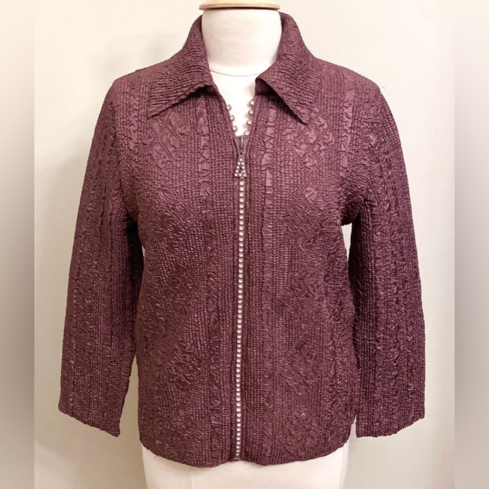 Magic It Fits Mauve Purple Crinkle Rhinestone One Size Whimsigoth Y2K Jacket